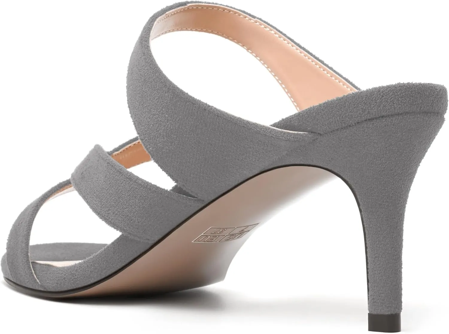 MODENCOCO Womens Party Strappy Dress Slip On Suede Open Toe Fashion Stiletto Mid Heel Heeled Sandals 2.5 Inch