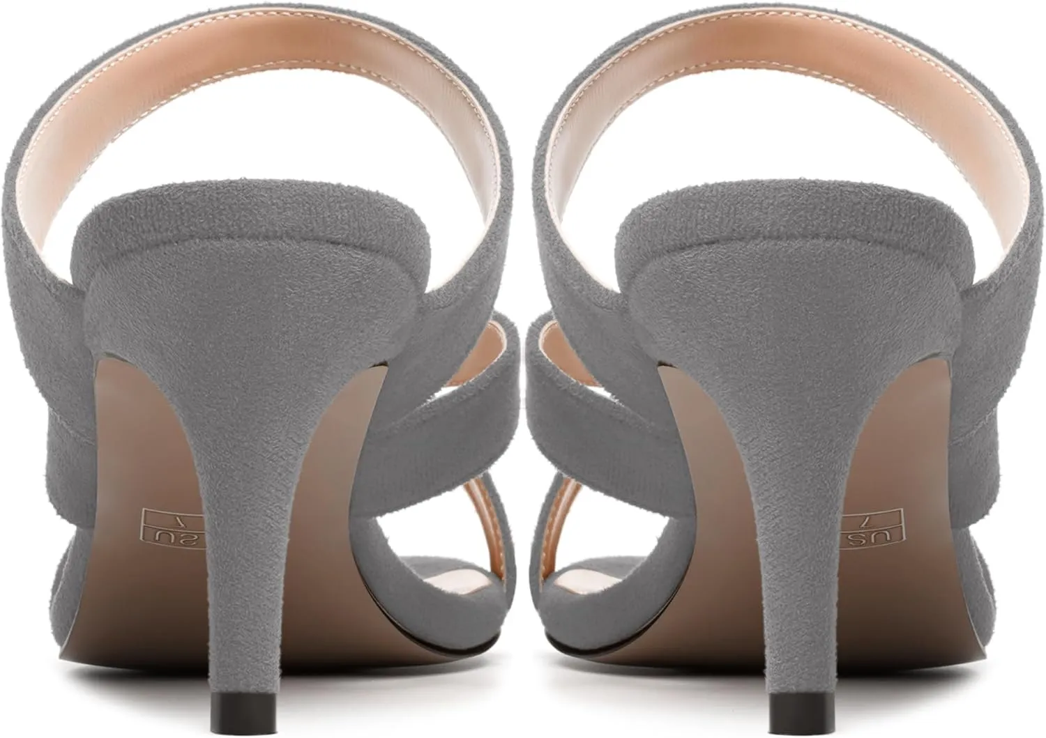 MODENCOCO Womens Party Strappy Dress Slip On Suede Open Toe Fashion Stiletto Mid Heel Heeled Sandals 2.5 Inch