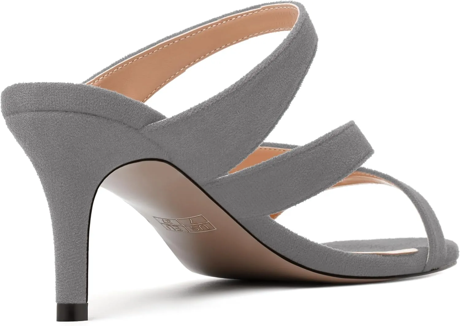 MODENCOCO Womens Party Strappy Dress Slip On Suede Open Toe Fashion Stiletto Mid Heel Heeled Sandals 2.5 Inch