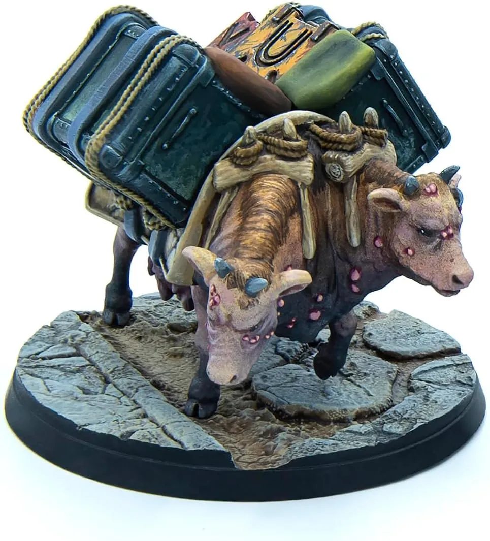 Modiphius Entertainment: Fallout: Wasteland Warfare - Creatures: Brahmin Herd - 2 Figures, 32mm Unpainted Resin RPG Miniatures, Commonwealth Wave