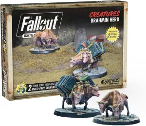 Modiphius Entertainment: Fallout: Wasteland Warfare - Creatures: Brahmin Herd - 2 Figures, 32mm Unpainted Resin RPG Miniatures, Commonwealth Wave