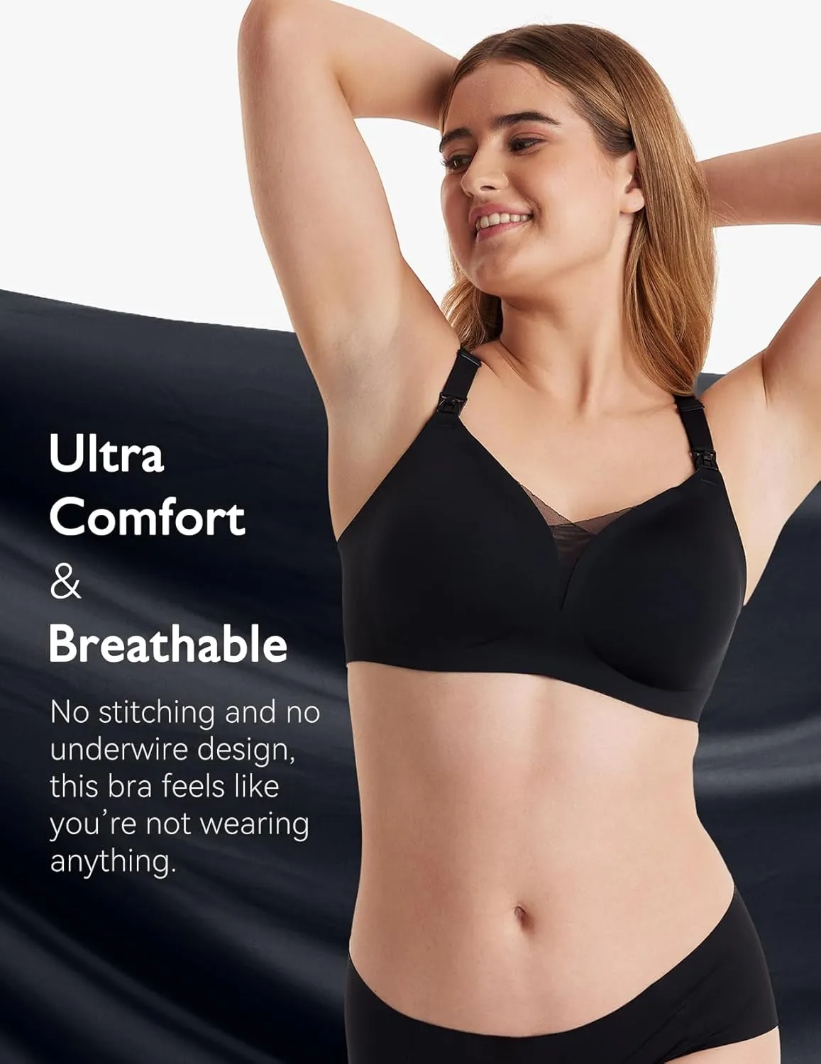 Momcozy Nursing Bras for Breastfeeding, FB051 Mesh Support Maternity Bra Pregnancy Padded Wireless Breathable Bralette