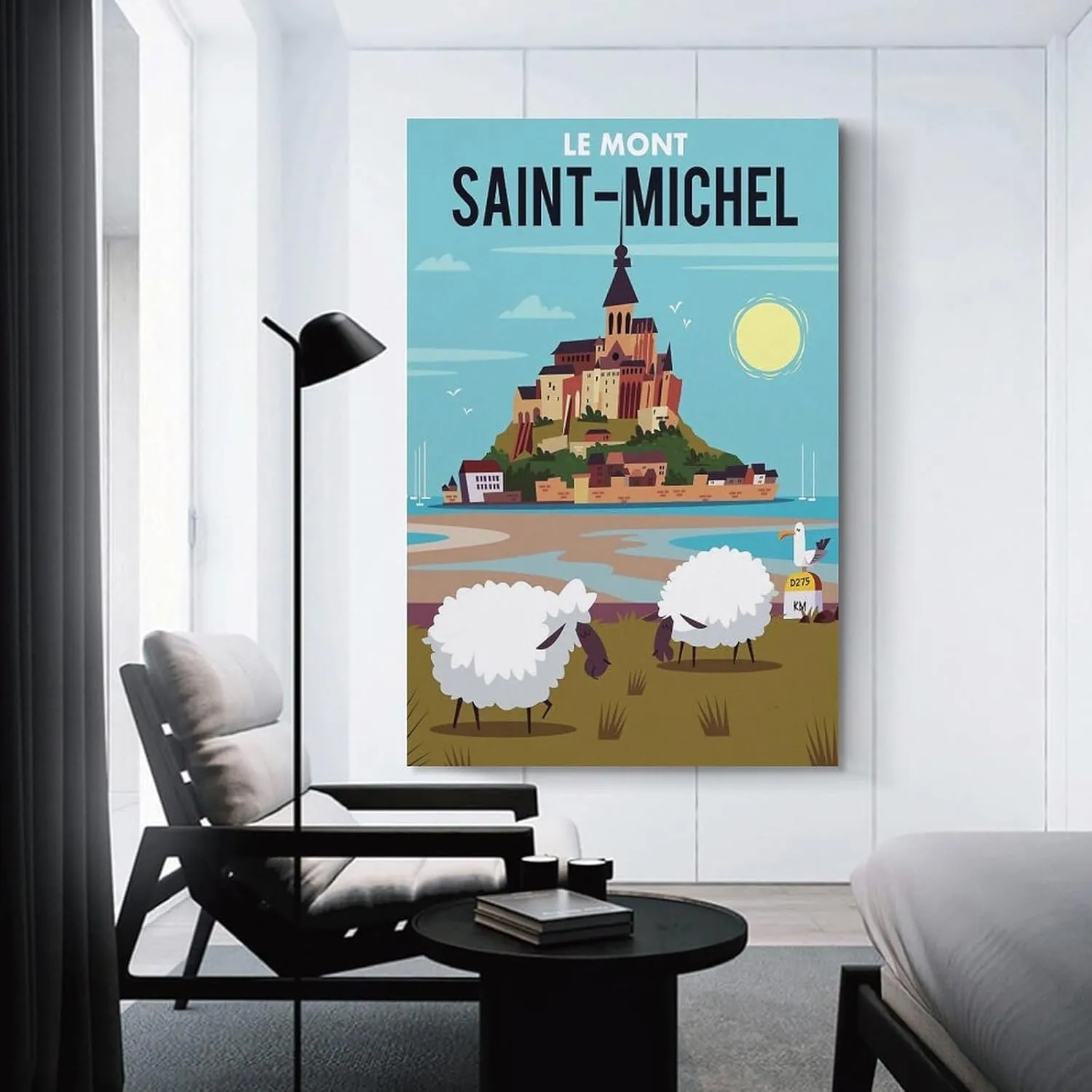 Mont Saint-Michel France Vintage Travel Poster Print Canvas Wall Art for Bedroom Living Room HD Print Posters 16x24inch(40x60cm)
