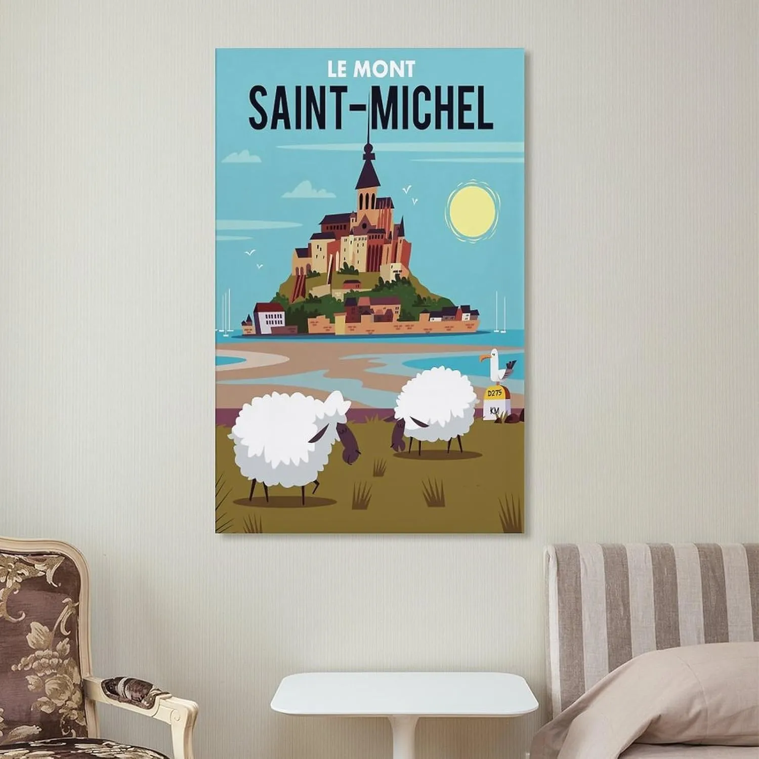 Mont Saint-Michel France Vintage Travel Poster Print Canvas Wall Art for Bedroom Living Room HD Print Posters 16x24inch(40x60cm)
