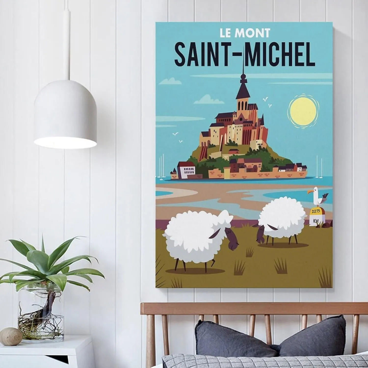 Mont Saint-Michel France Vintage Travel Poster Print Canvas Wall Art for Bedroom Living Room HD Print Posters 16x24inch(40x60cm)