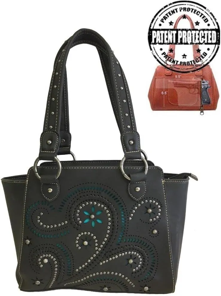 Montana West Ladies Concealed Gun Carry Purse Handbag Swirl Cutouts Design