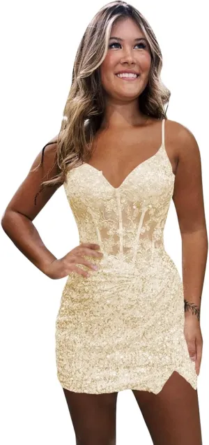 Monvelli Appliques Sparkly Sequin Homecoming Dresses 2025 for Teens Short Bodycon Prom Cocktail Party Gowns