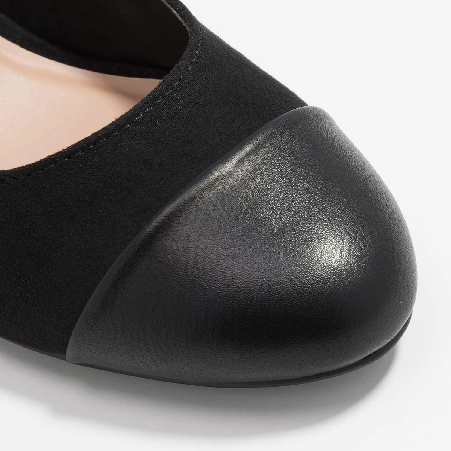 MOOMMO Women Chunky Heel Pumps Slingback Cap Toe Slip On Round Toe Dress Shoes Two Toned Patchwork 2 inch Low Heel Office Lady Formal Elegant Slide Sandals Close Toe 4-13 M US
