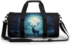 Moonlight Deer Sport Gym Duffle Travel Bag for Women Men Overnight Weekender Bag with Shoe Compartment,Wet Pocket