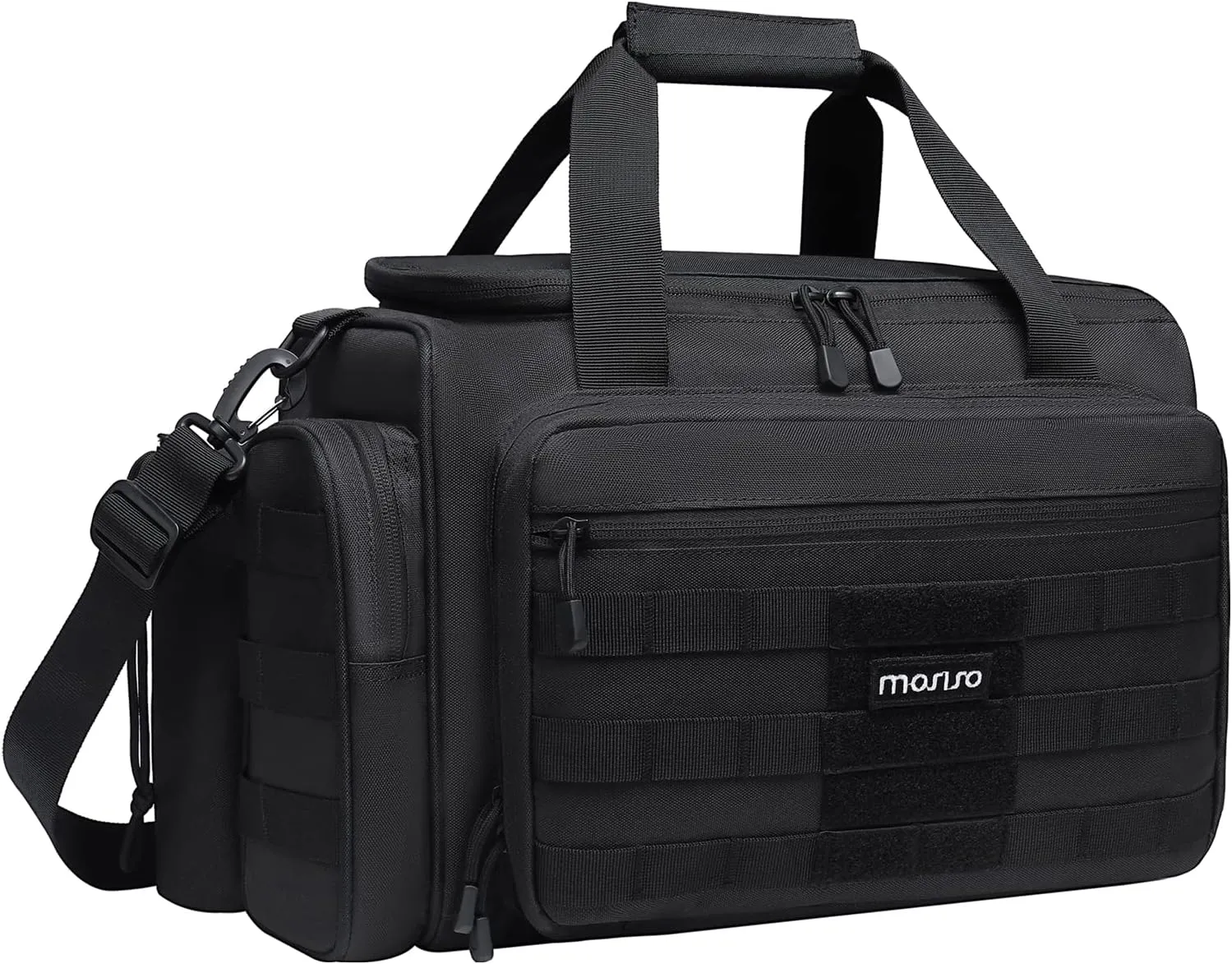 MOSISO Tactical Range Bag for Gun,Large Range Duffle for Pistols and Gear,Carrying Bag with Handle&Shoulder Strap for Handguns and Ammo, Soft Cases for Pistol for Shooting Range Outdoor Hunting, Black