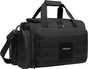 MOSISO Tactical Range Bag for Gun,Large Range Duffle for Pistols and Gear,Carrying Bag with Handle&Shoulder Strap for Handguns and Ammo, Soft Cases for Pistol for Shooting Range Outdoor Hunting, Black