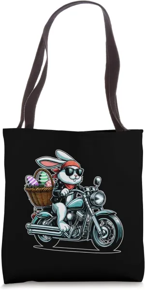 Motorcycle Bunny Easter Biker Eggs Tote Bag