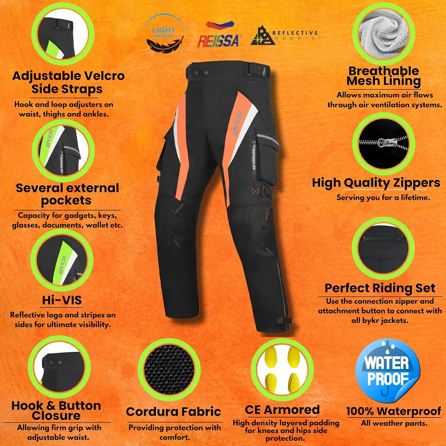 Motorcycle Pants for Men and Women Armored Cordura Overpants Enduro ATV Dual Sports Motocross Cargo Work Touring