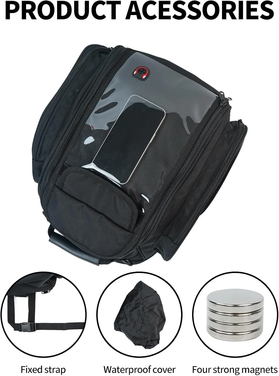 Motorcycle Tank Bag Universal Waterproof Oxford Fabric with Strong Magnetic，Magnetic Tank Bag, fits Harley Davidson, Indian, Honda, Yamaha, Suzuki and more