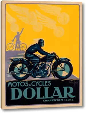 Motos and Cycles Dollar by Vaillant - 12" x 16" Canvas Art Print Gallery Wrapped - Ready to Hang