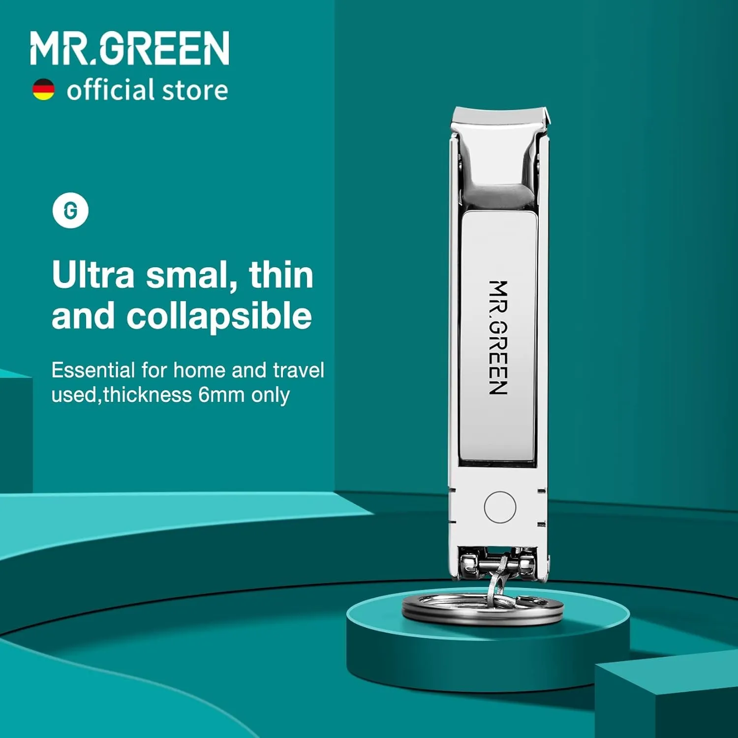 MR.GREEN Collapsible Nail Clippers Small and Thin Portable Travel Nail Scissors Cutter Stainless Steel Manicure Tools with Nail Files (Brown Leather Case  Iron Box) Multicoloured