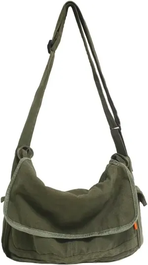 Mudono Messenger Satchel for Women Canvas Hobo Crossbody Purse Large Multi Pockets Shoulder Bag Travel Everyday Purse