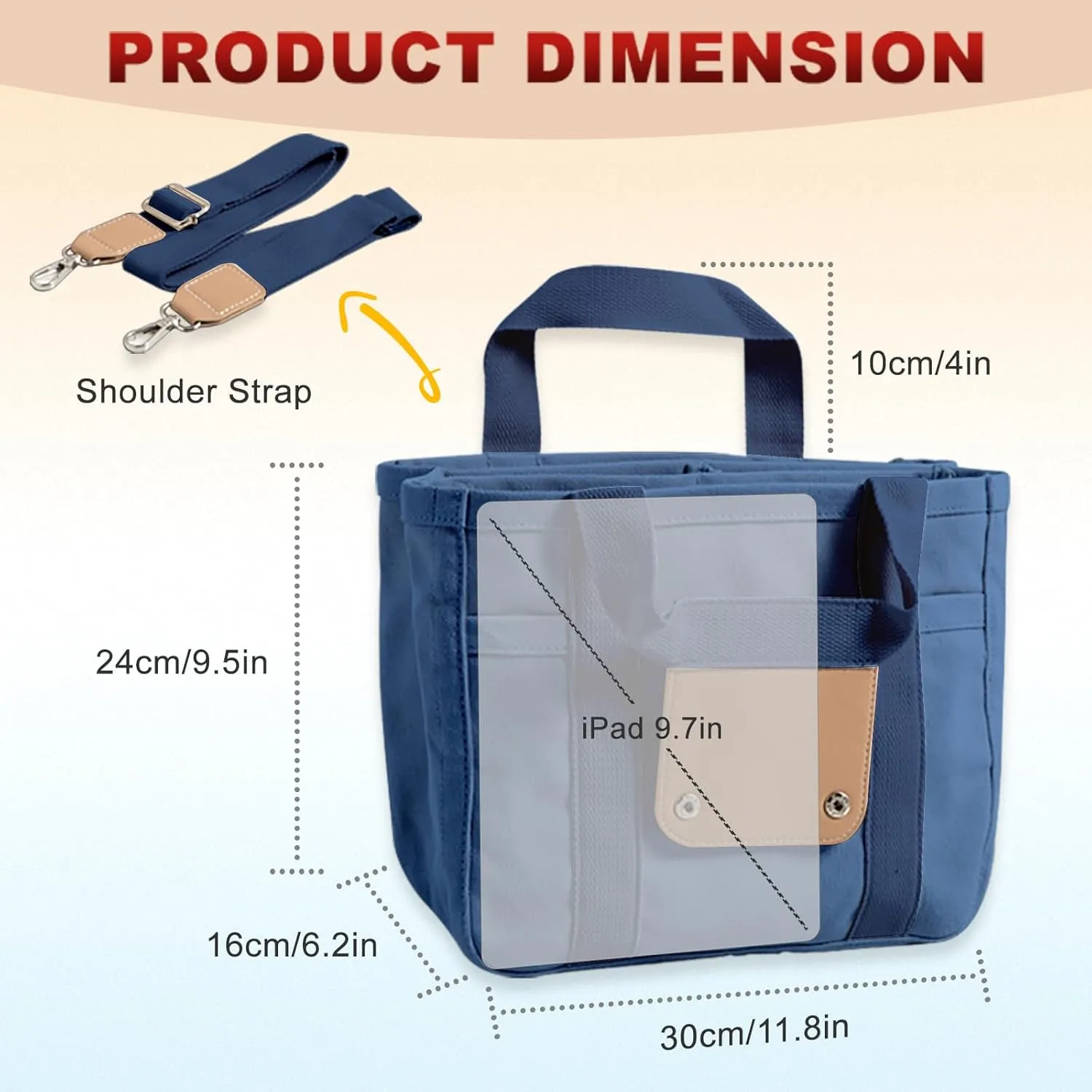 Multi Pocket Tote Bag for Women Canvas Bag with Handle Bag Large Cpacity Purse Reusable Handbag