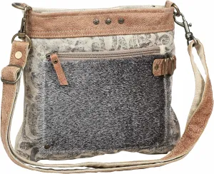 Myra Bag Hide & Floral Upcycled Canvas Crossbody Bag S-1202