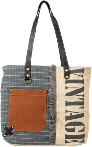 Myra Bag Tote Bag for Women - Western Upcycled Canvas and Leather Shoulder Bag Sand