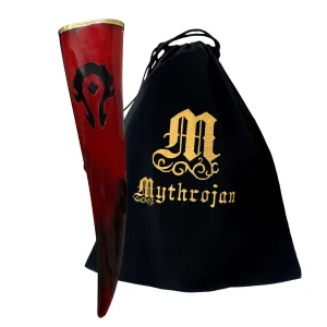Mythrojan Viking Drinking Horn Authentic Genuine Ox Horn Medieval Brass Rim Decorative Mug with Canvas Bag | Viking for the Horde Style Vintage Drinking Horn Beer Wine Ale 16.9 oz