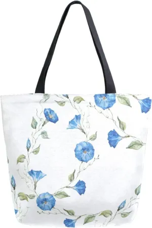 Naanle Canvas Tote Bag Large Women Casual Shoulder Bag Handbag Blue Morning Glory Canvas Tote Bag Reusable Grocery Shopping Bag