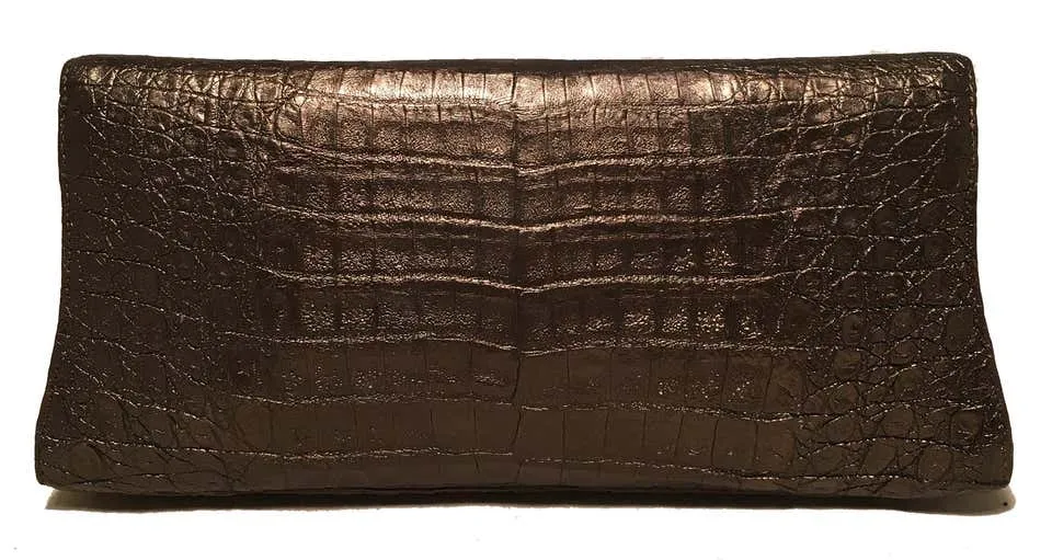 Nancy Gonzalez Bronze Brown Crocodile Clutch