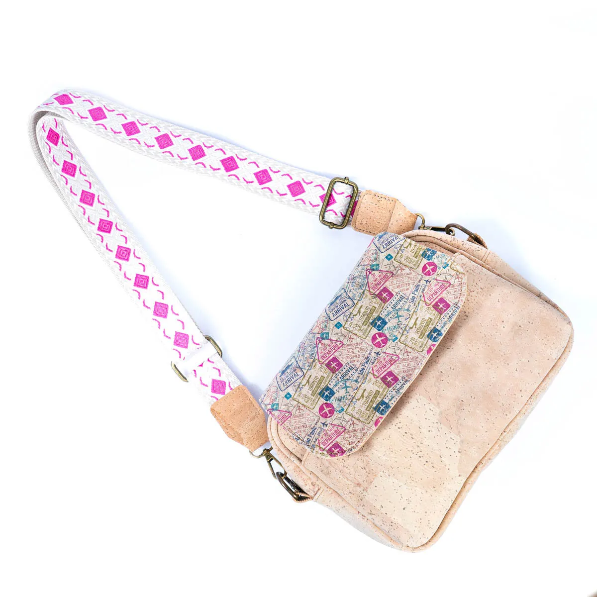 Natural Cork Women's Multi-Pocket Crossbody Bag BAGP-276A