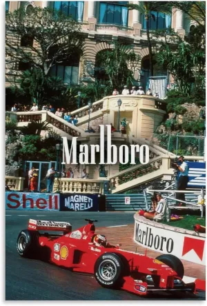 NBHYK Marlboro F1 Posters Formula 1 Poster For Walls Racing Car Wall Art For Home Decor Office Decor Unframe-style 24x36inch(60x90cm)