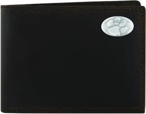 NCAA Clemson Tigers Light Brown Crazyhorse Leather Bifold Concho Wallet, One Size