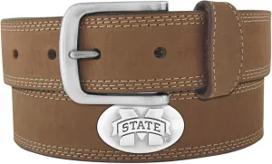 NCAA Mississippi State Bulldogs Light Crazy Horse Leather Concho Belt