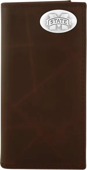 NCAA Mississippi State Bulldogs Zep-Pro Wrinkle Leather Roper Concho Wallet (Brown)