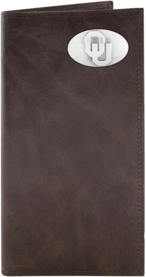 NCAA Oklahoma Sooners Brown Wrinkle Leather Roper Concho Wallet, One Size