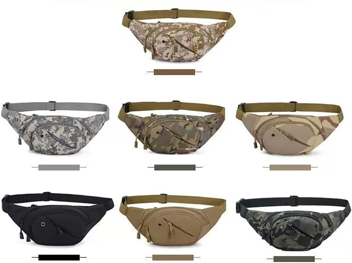 NCDUANSAN Men's running multifunctional wear-resistant waist bag, casual chest bag, large capacity, camouflage sports bag (camouflage green)