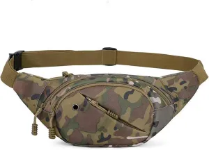 NCDUANSAN Men's running multifunctional wear-resistant waist bag, casual chest bag, large capacity, camouflage sports bag (camouflage green)