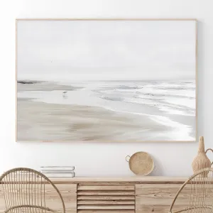 Neutral Landscape Painting Vintage Seascape Canvas Wall Art Beach Artwork Boho Posters Coastal Wall Art Painting Print for Livingroom 24x16inch No Frame