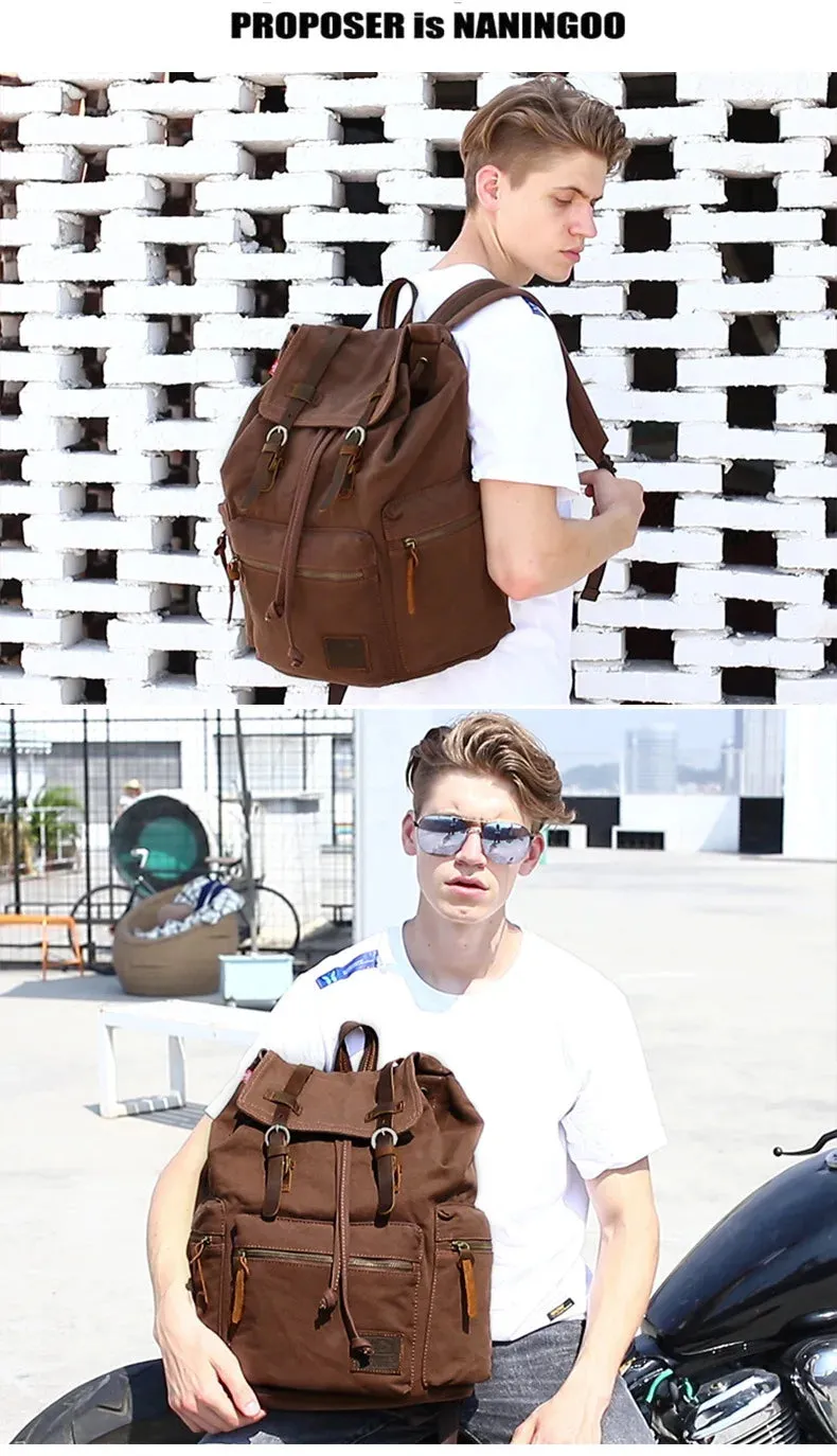 NEW Men's Retro Canvas Travel Bags Large Capacity School Bag for 14 Inches Laptop Fashion Vintage Commuting Backpack for Men