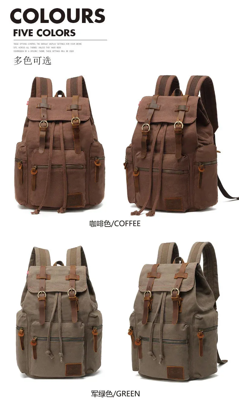 NEW Men's Retro Canvas Travel Bags Large Capacity School Bag for 14 Inches Laptop Fashion Vintage Commuting Backpack for Men