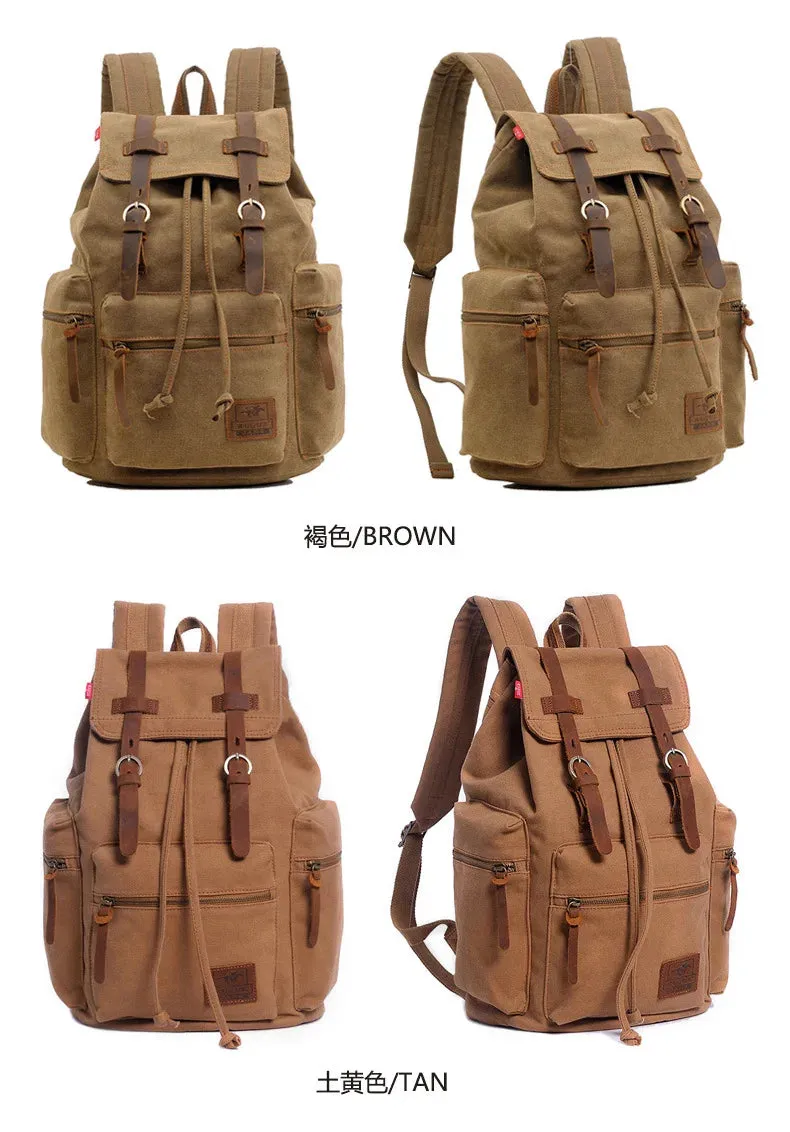 NEW Men's Retro Canvas Travel Bags Large Capacity School Bag for 14 Inches Laptop Fashion Vintage Commuting Backpack for Men