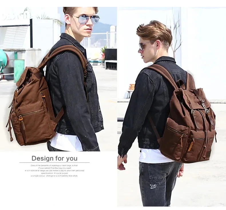 NEW Men's Retro Canvas Travel Bags Large Capacity School Bag for 14 Inches Laptop Fashion Vintage Commuting Backpack for Men