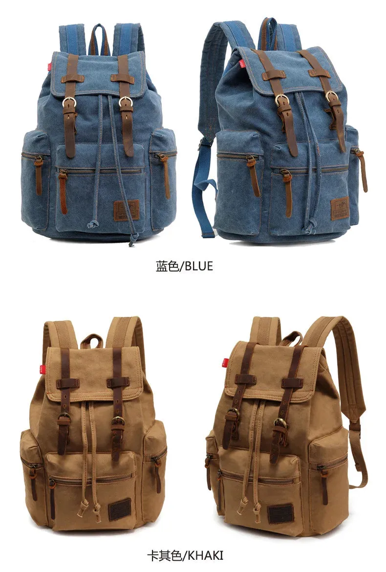 NEW Men's Retro Canvas Travel Bags Large Capacity School Bag for 14 Inches Laptop Fashion Vintage Commuting Backpack for Men