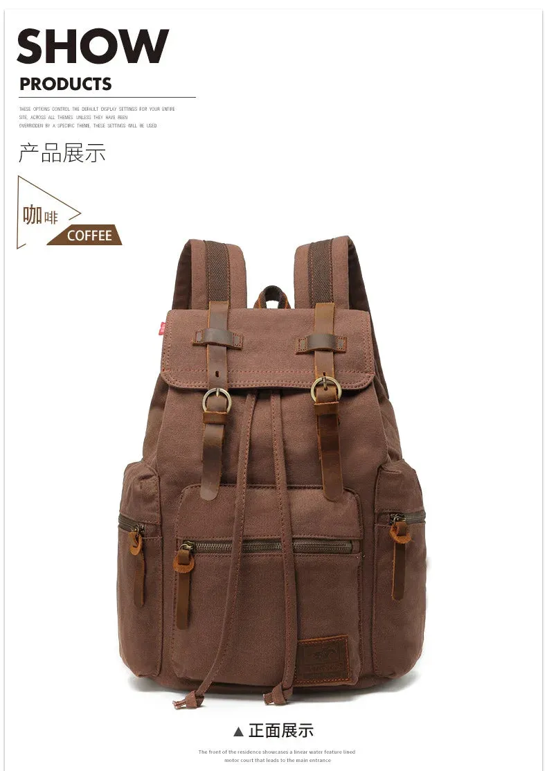 NEW Men's Retro Canvas Travel Bags Large Capacity School Bag for 14 Inches Laptop Fashion Vintage Commuting Backpack for Men