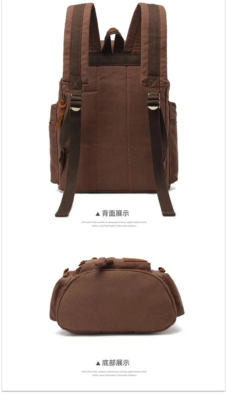 NEW Men's Retro Canvas Travel Bags Large Capacity School Bag for 14 Inches Laptop Fashion Vintage Commuting Backpack for Men