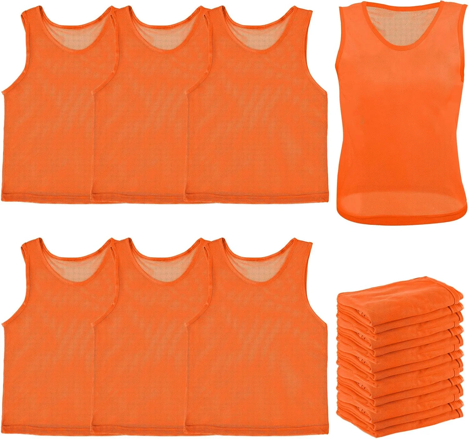 Newcotte 24 Pcs Pinnies Scrimmage Vests Team Practice Jersey Nylon Mesh Pennies for Soccer Basketball Sports