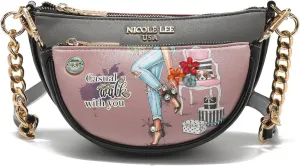Nicole Lee Crossbody Women's Bag - Fashion Print Faux Leather 2 Piece Bag Shoulder Chain Strap Small Purse Set