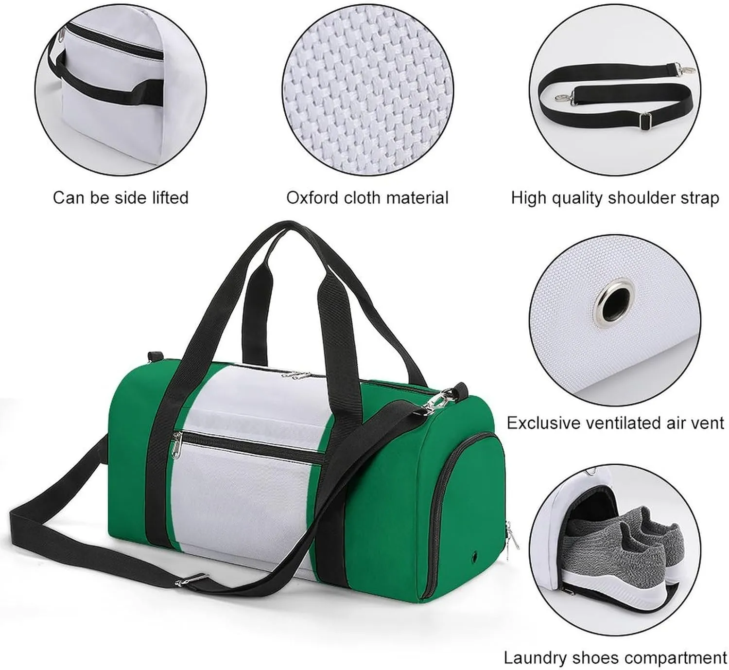 Nigeria Flag Duffel Bag for Men Women with Shoe Compartment Carry On Tote
