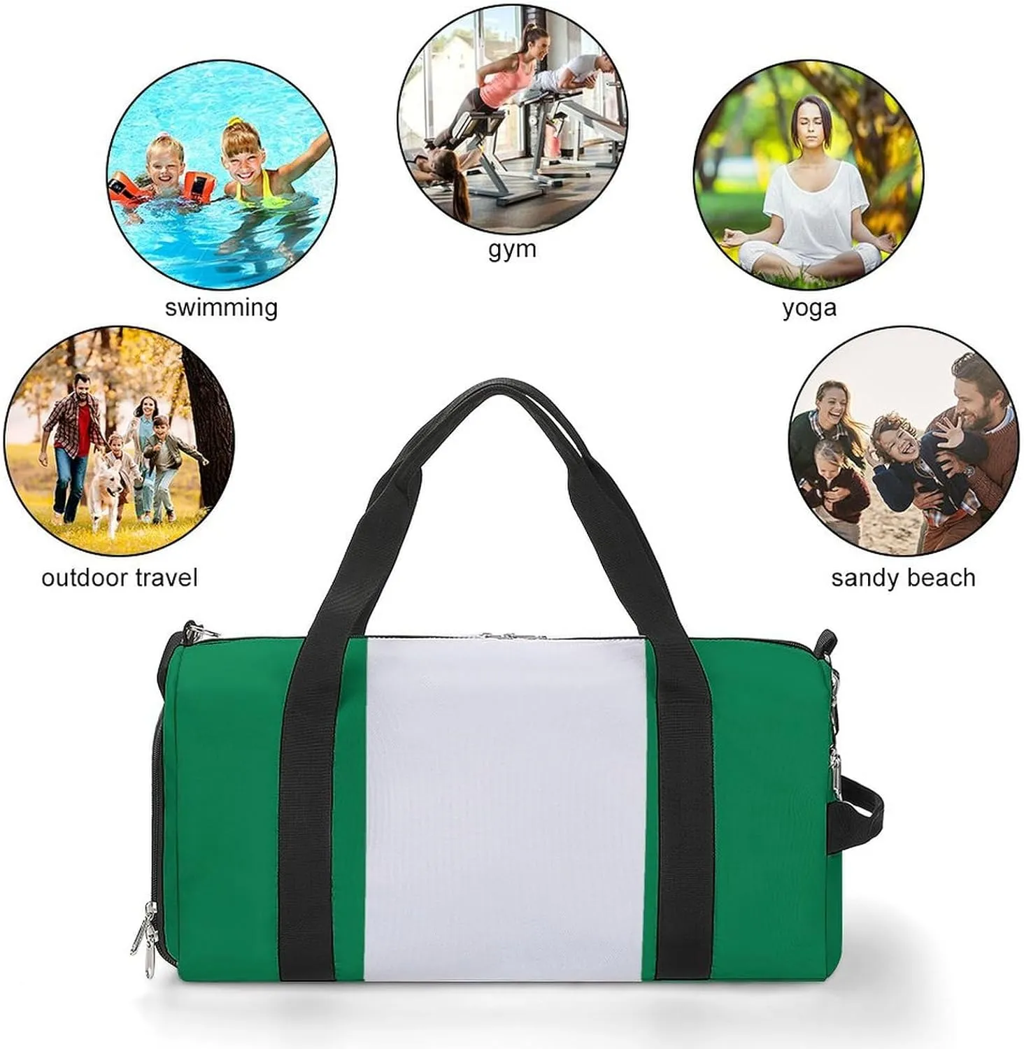 Nigeria Flag Duffel Bag for Men Women with Shoe Compartment Carry On Tote