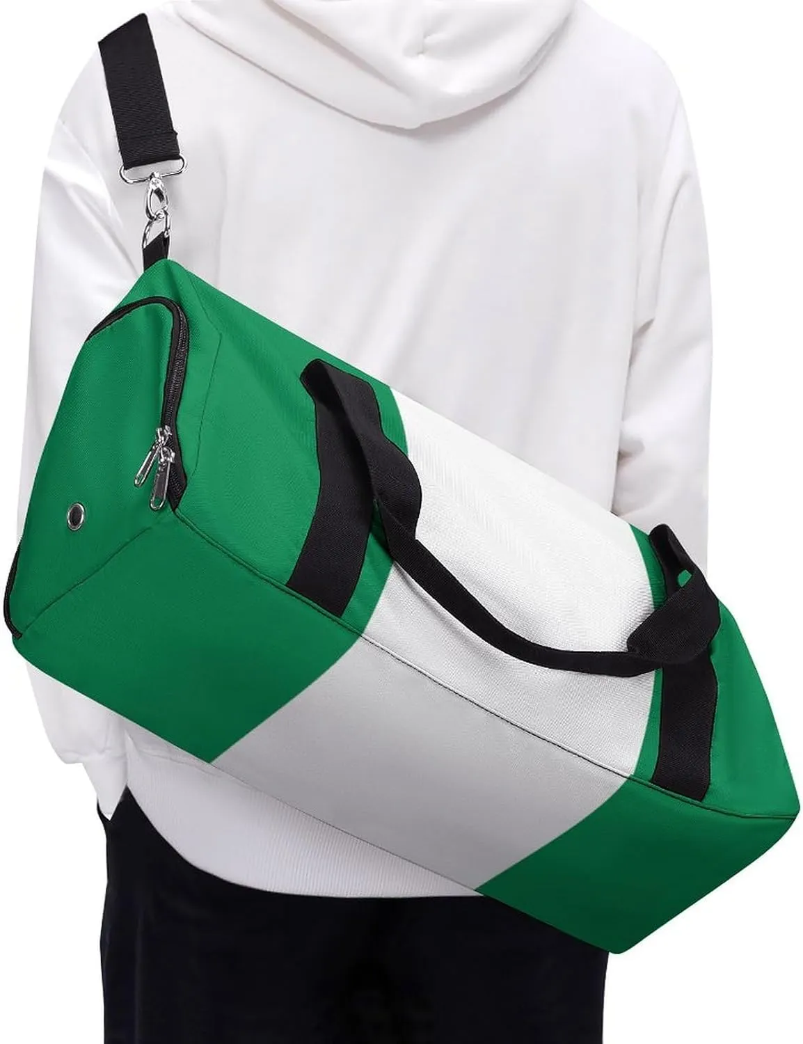 Nigeria Flag Duffel Bag for Men Women with Shoe Compartment Carry On Tote