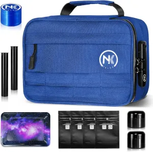 NKTOLEE Smell Proof Bag, Smell Proof Stash Box - Smell Proof Bag with Combination Lock - Personal Organizer Case Container - Blue Smell Proof Bag, OXFORD CLOTH 02