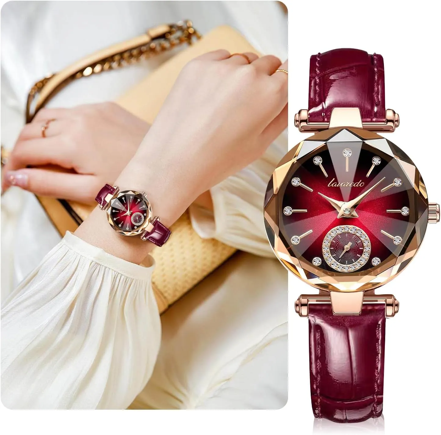 NN BEN NEVIS Watch, Watches for Women with Elegant Leather Strap, Fashion Analog Creative Diamond Dial Wrist Watch, Jewelry Gift for Wedding Anniversary Birthday